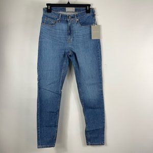 Everlane Womens The High Rise Skinny Slim Jeans Blue Stretch Denim Faded 27 New
